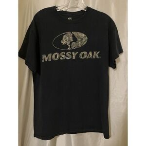 Mossy Oak Logo T-Shirt Mens Black Medium Camouflage Hunting